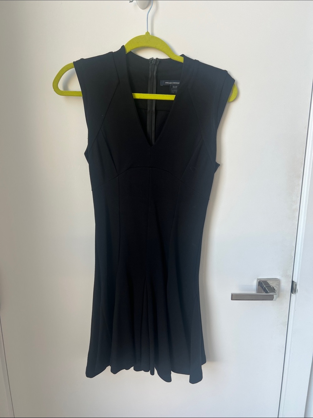 French Connection Classic Black V-Neck Fit & Flare Mini Dress